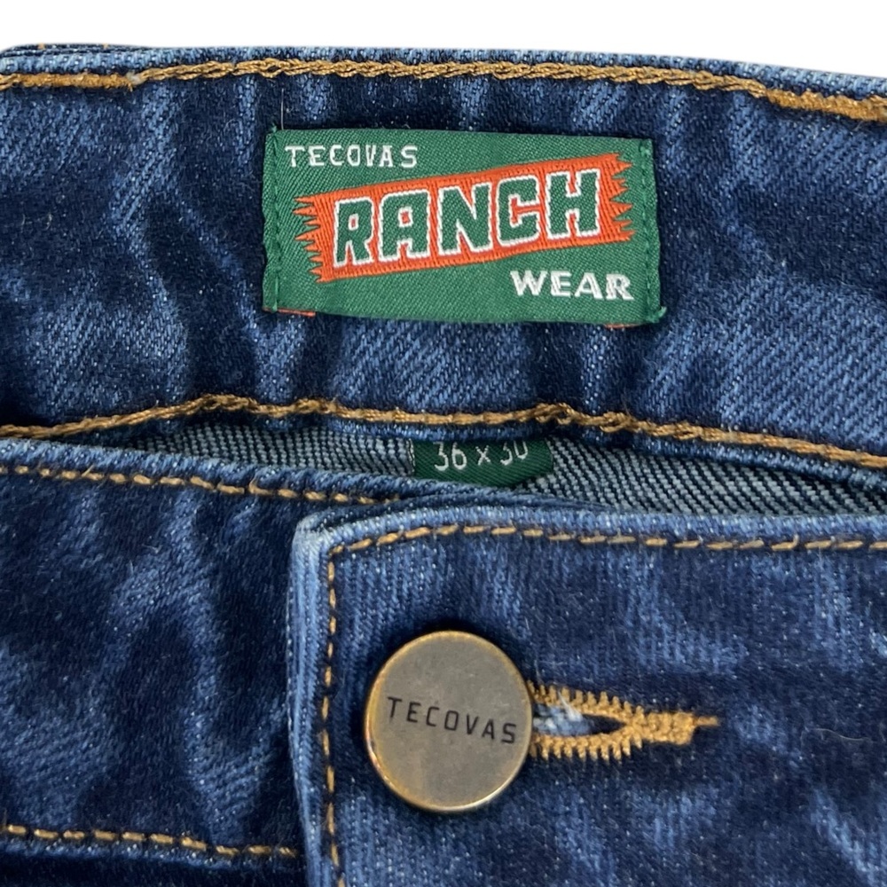 Tecovas Mens 36 x 30 Jeans Ranch Straight Dark Blue Denim Western Cotton Stretch - Picture 8 of 11